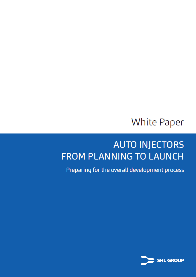 Image of SHL Medical’s White Paper featuring the title “Autoinjectors from Planning to Launch: Preparing for the overall development process”