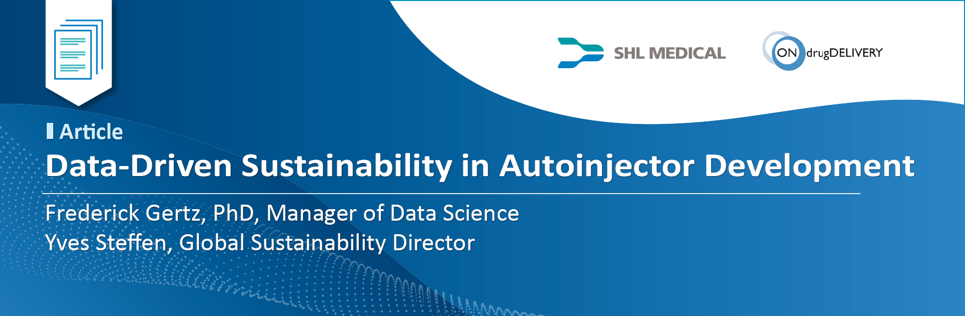 A banner of an SHL Medical article titled Data-Driven Sustainability in Autoinjector Development