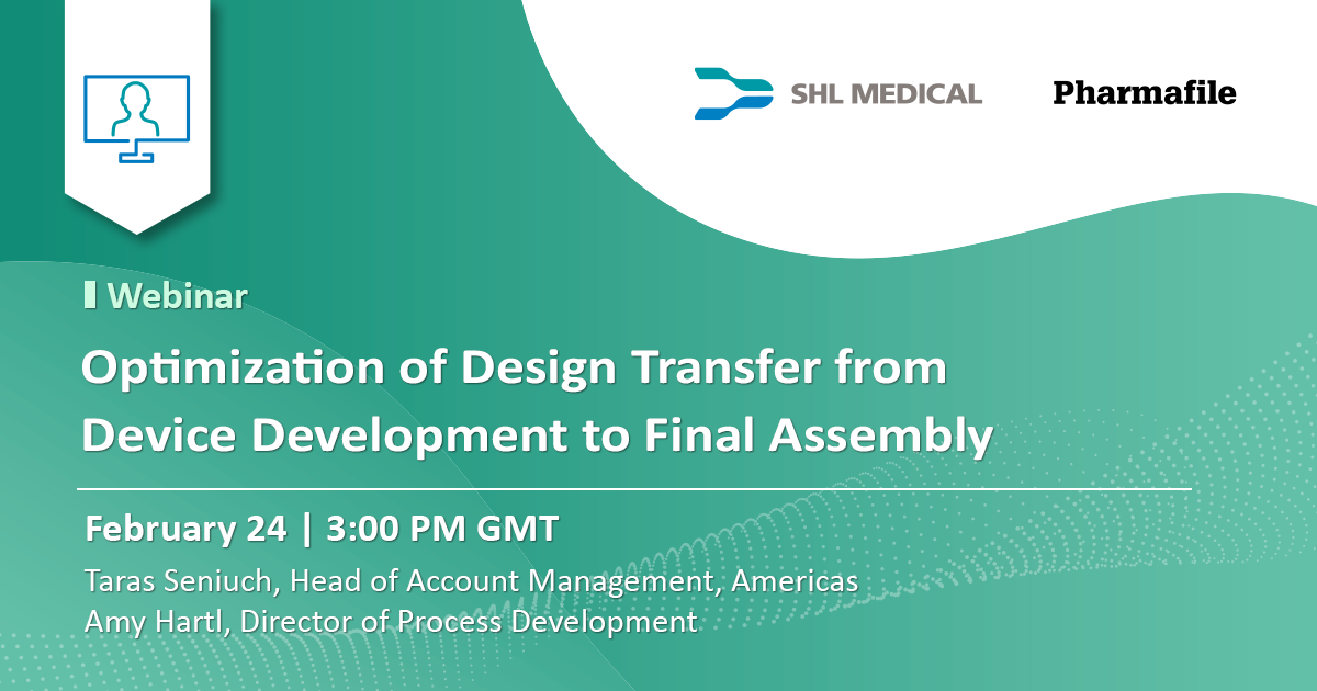 Banner of a webinar titled “Optimization of Design Transfer from Device Development to Final Assembly”