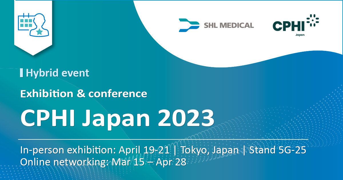Standard SHL banner of an event announcement article titled ‘SHL exhibits at CPHI Japan 2023 for the first time’